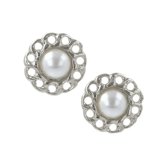 Japanese earrings- Lace Pearl Circle Earrings