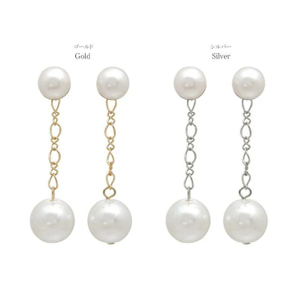 Japanese earrings- Twin Pearl Chain Earrings