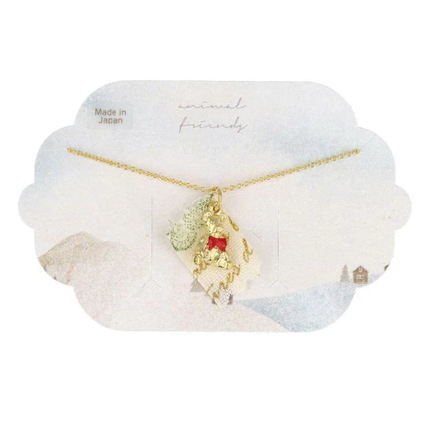 Japanese necklace- Ribbon Bear Charm Necklace- Made in Japan