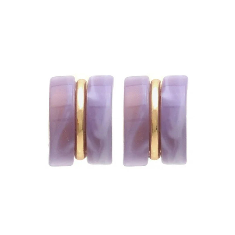 Japanese non-pierced earring- Marble Line Hoop Screw-back Earrings