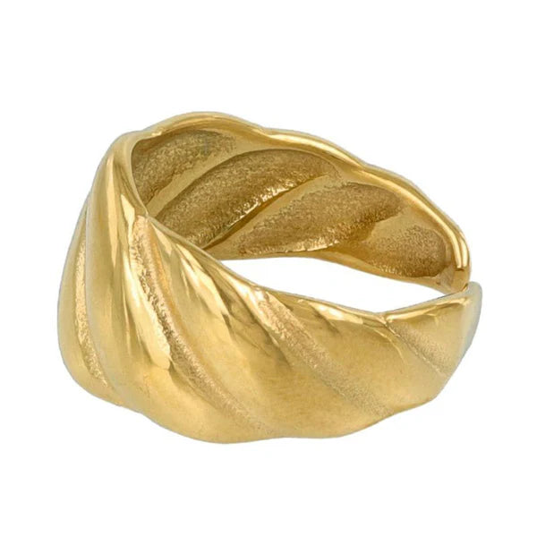Japanese ring- stainless steel gold baguette ring
