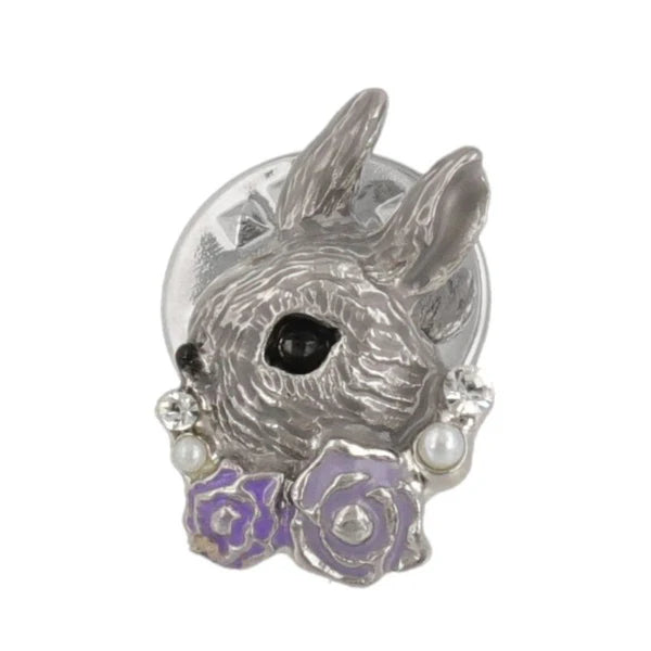 Japanese Brooch-Blossom Bunny Silver Brooch- Made in Japan