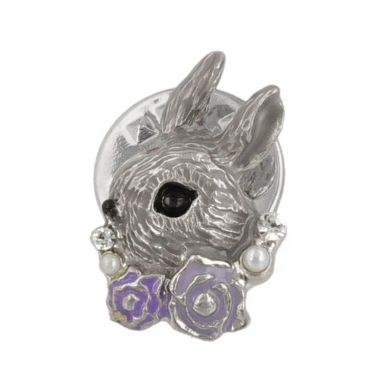 Japanese Brooch-Blossom Bunny Silver Brooch- Made in Japan