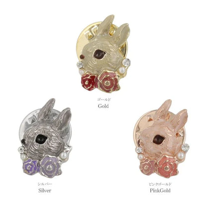 Japanese Brooch-Blossom Bunny Silver Brooch- Made in Japan