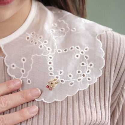 Japanese Brooch-Blossom Bunny Silver Brooch- Made in Japan