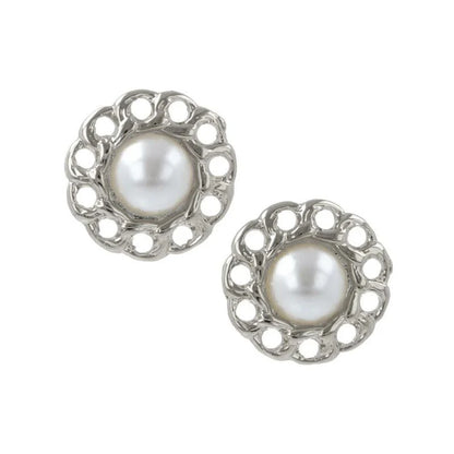 Japanese earrings- Lace Pearl Circle Earrings