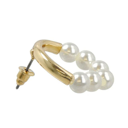 Japanese earring- Silver Pearl circle earrings