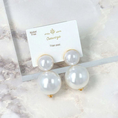 Japanese earrings- Pearl Duo Studs