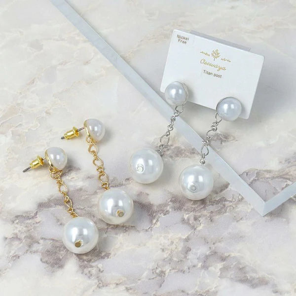 Japanese earrings- Twin Pearl Chain Earrings