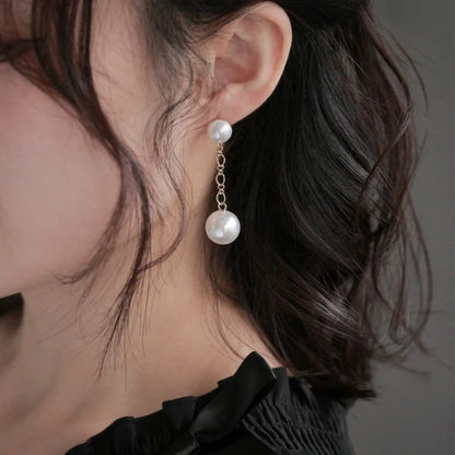 Japanese earrings- Twin Pearl Chain Earrings