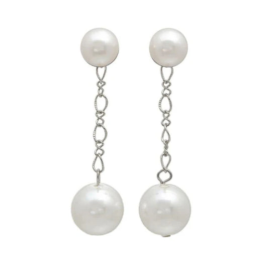 Japanese earrings- Twin Pearl Chain Earrings