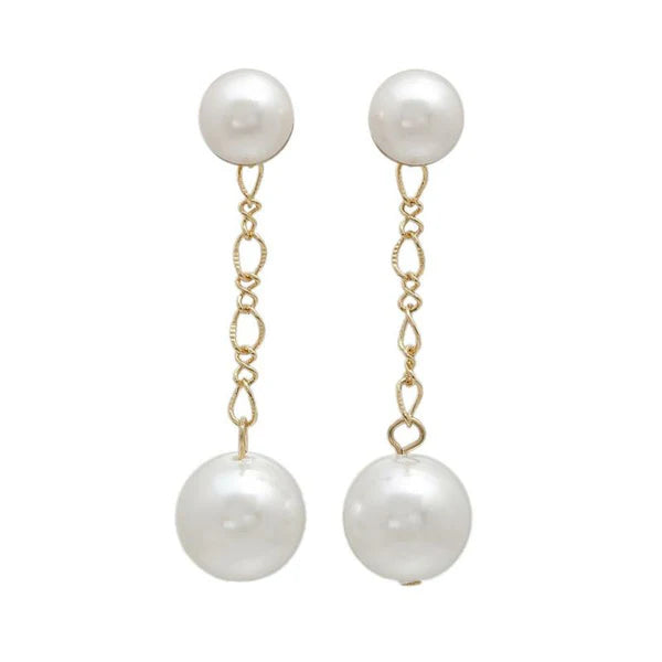 Japanese earrings- Twin Pearl Chain Earrings