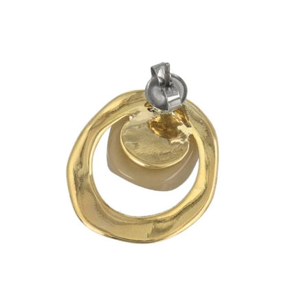 Japanese earrings- Marble Texture Metal Stud Earrings- Titanium post