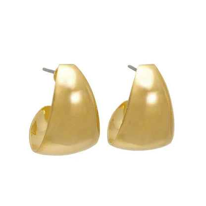 Japanese earrings-Minimalist Mirror curved Titanium Stud Earrings - Made in Japan