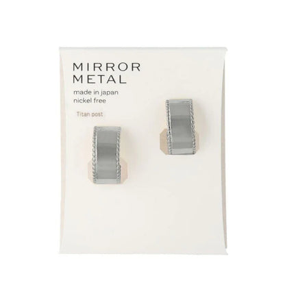 Japanese earrings-Minimalist Mirror C-Shape Titanium Stud Earrings - Made in Japan