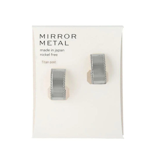 Japanese earrings-Minimalist Mirror C-Shape Titanium Stud Earrings - Made in Japan