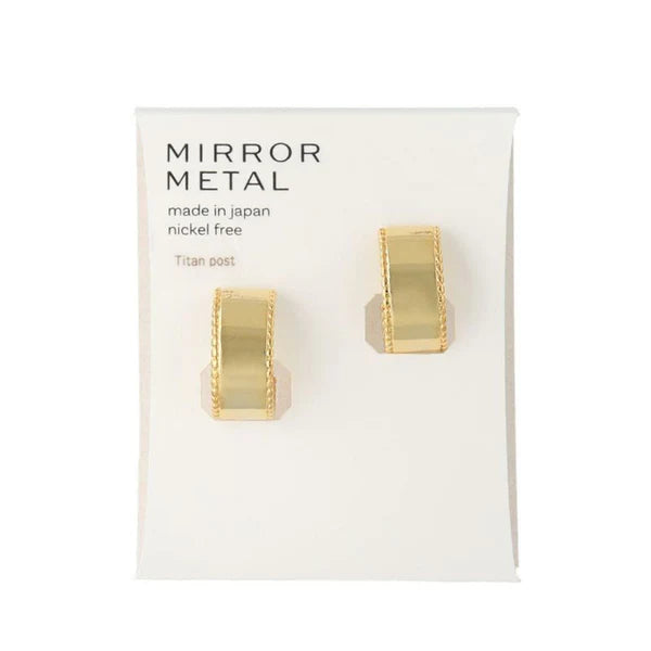 Japanese earrings-Minimalist Mirror C-Shape Titanium Stud Earrings - Made in Japan