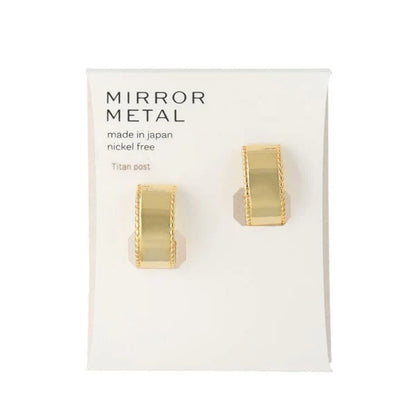 Japanese earrings-Minimalist Mirror C-Shape Titanium Stud Earrings - Made in Japan