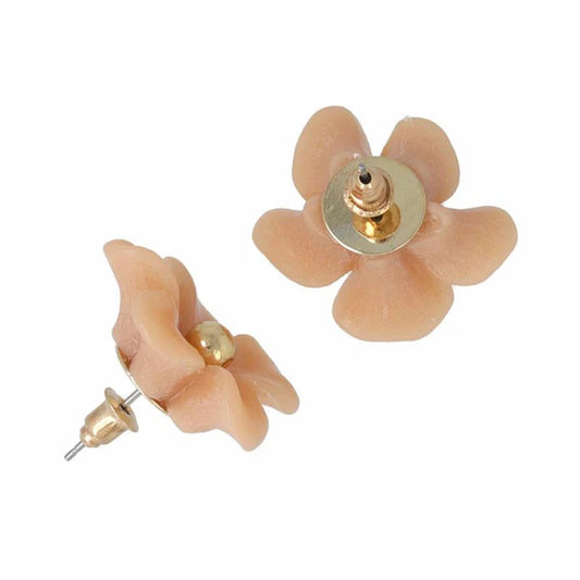 Japanese earrings- Clear Metal Flower Stud Earrings