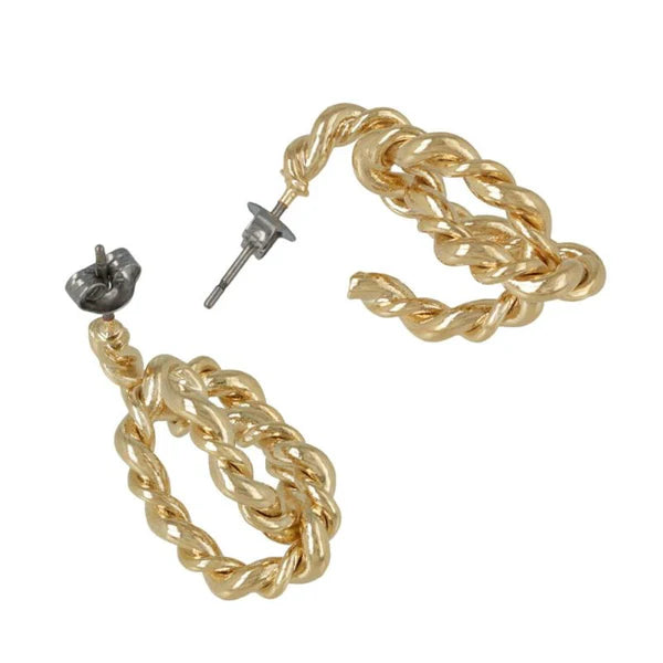 Japanese earrings- Delicate Twisted Chain Stud Earrings