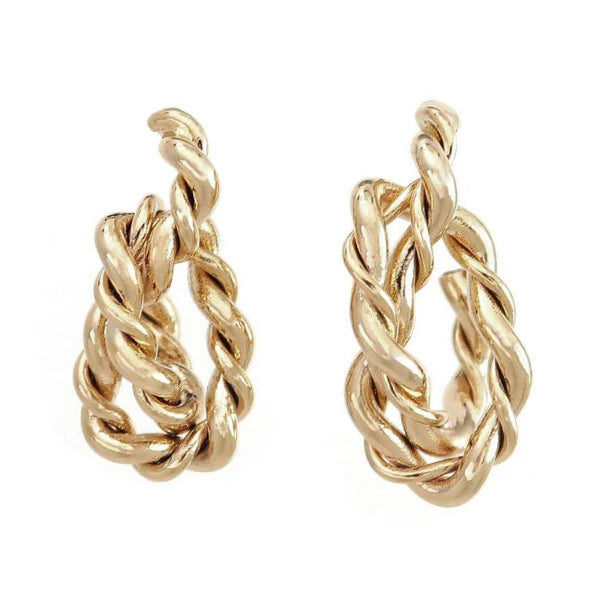 Japanese earrings- Delicate Twisted Chain Stud Earrings