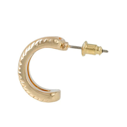 Japanese earrings- Clear C-Shape Metal Stud Earrings – Titanium post