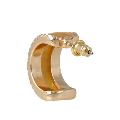 Japanese earrings- Clear C-Shape Metal Stud Earrings – Titanium post