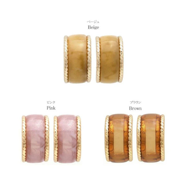 Japanese earrings- Clear C-Shape Metal Stud Earrings – Titanium post