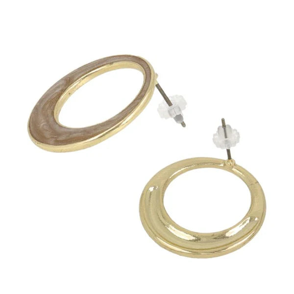 Japanese earrings- Colored Marble Circle Stud Earrings – Titanium Posts