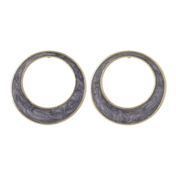 Japanese earrings- Colored Marble Circle Stud Earrings – Titanium Posts
