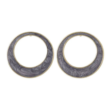 Japanese earrings- Colored Marble Circle Stud Earrings – Titanium Posts