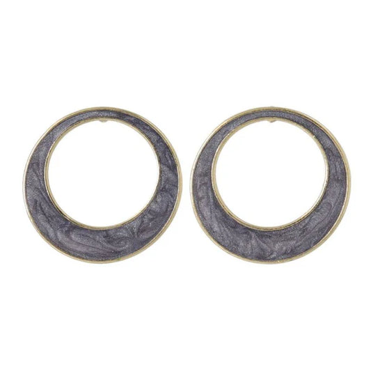 Japanese earrings- Colored Marble Circle Stud Earrings – Titanium Posts