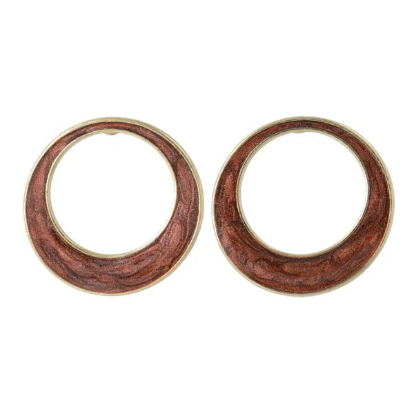 Japanese earrings- Colored Marble Circle Stud Earrings – Titanium Posts