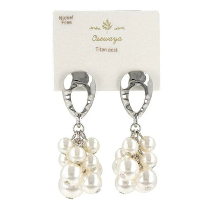 Japanese earrings- Pearl Bubble Metal Stud Earrings – Titanium Posts
