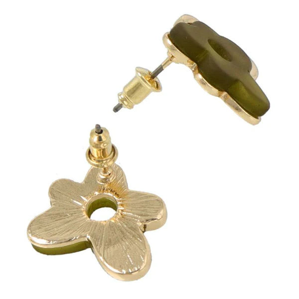 Japanese earrings- matte metal flower stud earrings