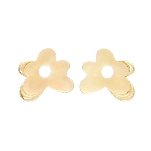 Japanese earrings- matte metal flower stud earrings