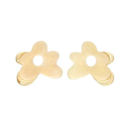Japanese earrings- matte metal flower stud earrings