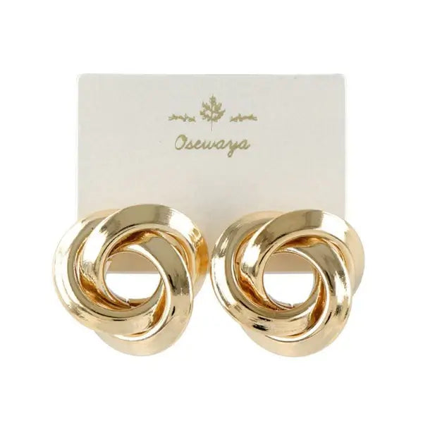 Japanese earrings- metal three circle stud earrings
