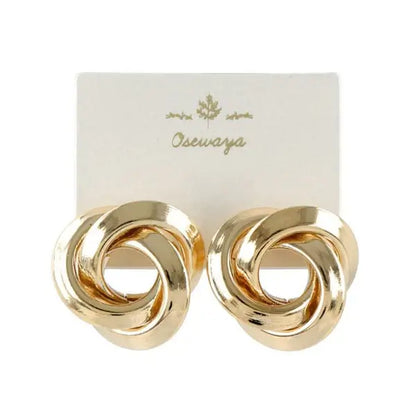 Japanese earrings- metal three circle stud earrings