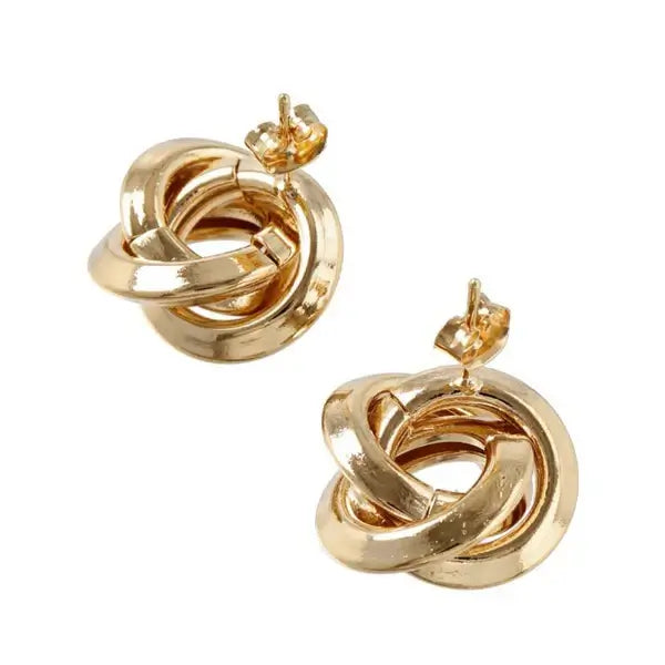 Japanese earrings- metal three circle stud earrings