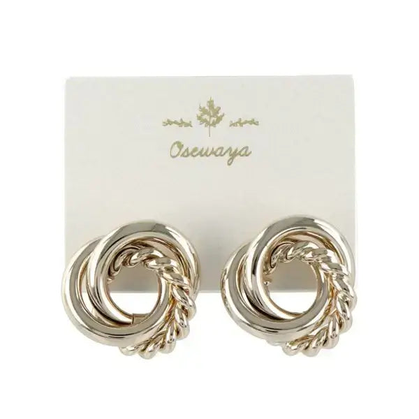 Japanese earrings- Twisted metal circle stud earrings