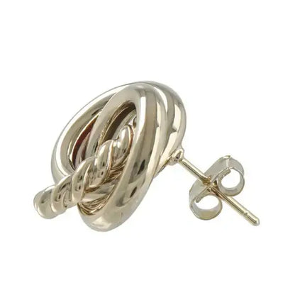 Japanese earrings- Twisted metal circle stud earrings