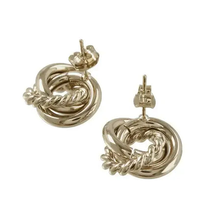 Japanese earrings- Twisted metal circle stud earrings