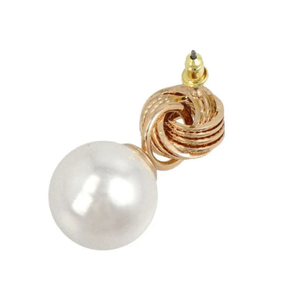 Japanese earrings- Nickel-Free twisted circle Pearl Stud Earrings with Titanium Posts