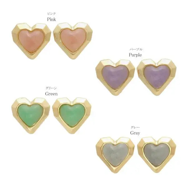 Japanese earrings- marble acrylic heart stud earrings