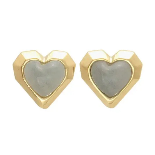 Japanese earrings- marble acrylic heart stud earrings
