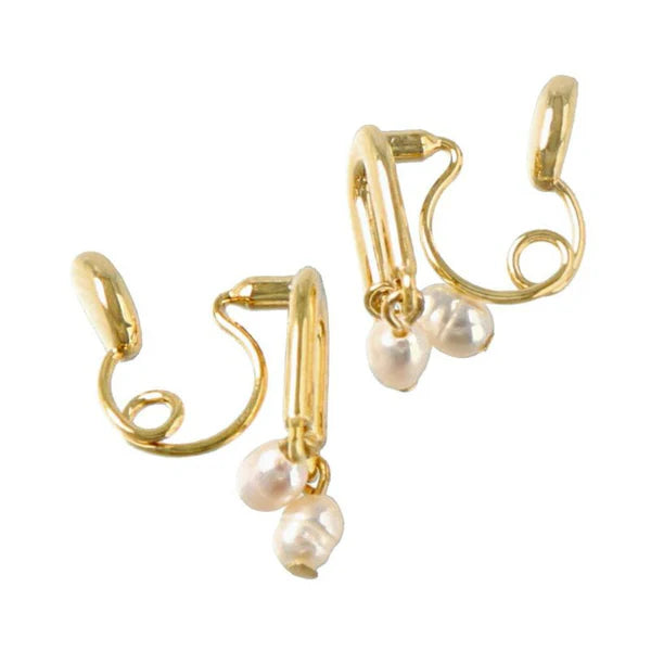 Japanese non-pierced earrings- loop-fit freshwater pearl earrings- Made in Japan