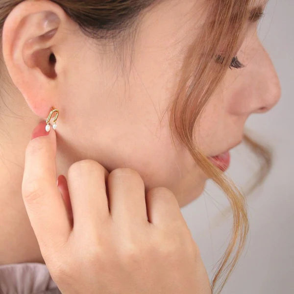 Japanese non-pierced earrings- loop-fit freshwater pearl earrings- Made in Japan