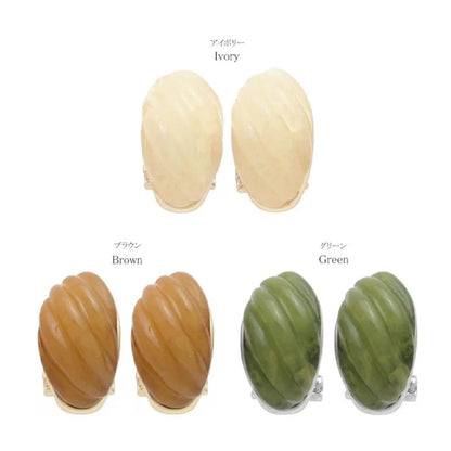 Japanese non-pierced earring- Brown Coastal Glow Clip Earrings