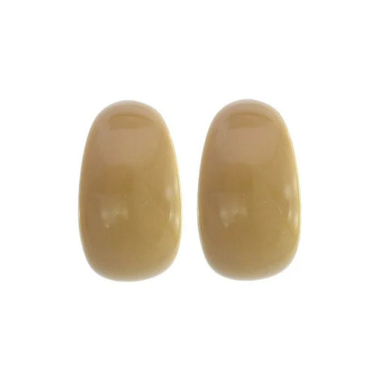 Japanese non-pierced earring- Brown C-shaped screw-back earring- Made in Japan